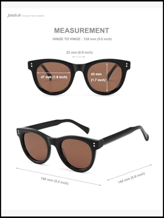 Round Polarized Acetate Sunglasses Retro Classic Lightweight main image 5